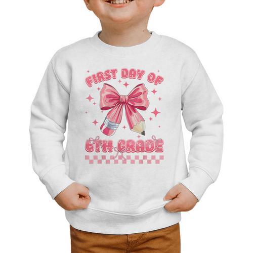 First Day Of 6th Grade Coquette Back To School Girls Kids Graphic Toddler Sweatshirt - Savourry
