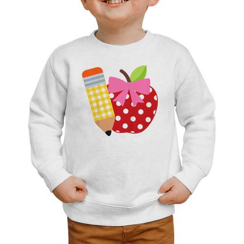 Girls Back To School Apple Toddler First Day Of Preschool Graphic Toddler Sweatshirt - Savourry