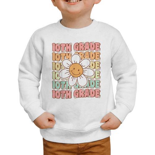 Groovy 10th Grade Back To School First Day Of Tenth Grade Graphic Toddler Sweatshirt - Savourry