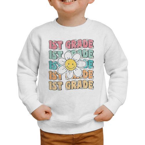 Groovy 1st Grade Back To School First Day Of First Grade Graphic Toddler Sweatshirt - Savourry