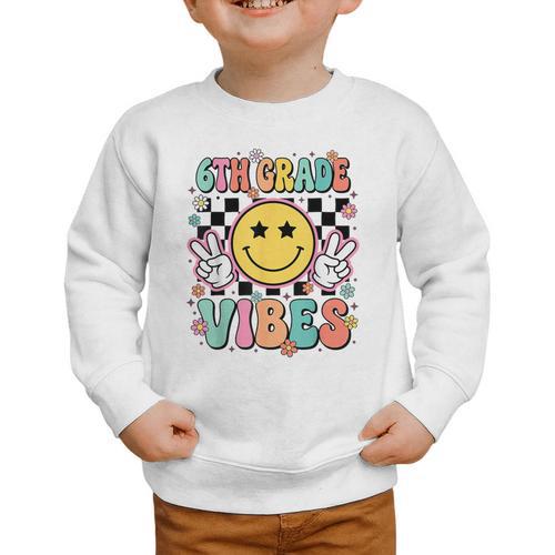 Groovy Sixth 6TH Grade Vibes Back To School First Day Kids Graphic Toddler Sweatshirt - Savourry
