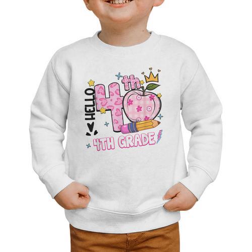 Hello Fourth 4th Grade Leopard Tie Dye Girl Back To School Graphic Toddler Sweatshirt - Savourry