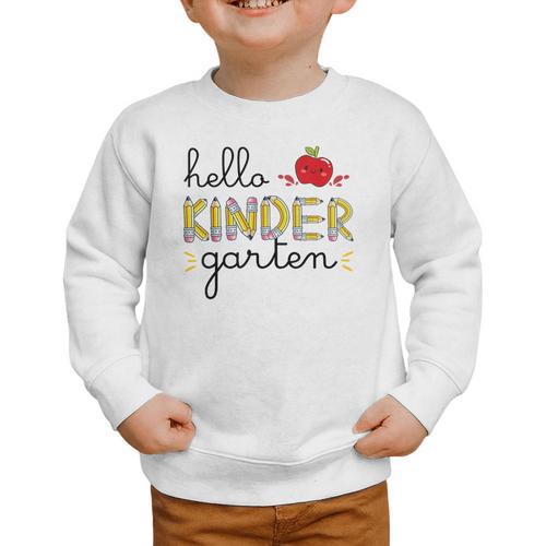 Hello Kindergarten Back To School Cute First Day Kids School Graphic Toddler Sweatshirt - Savourry
