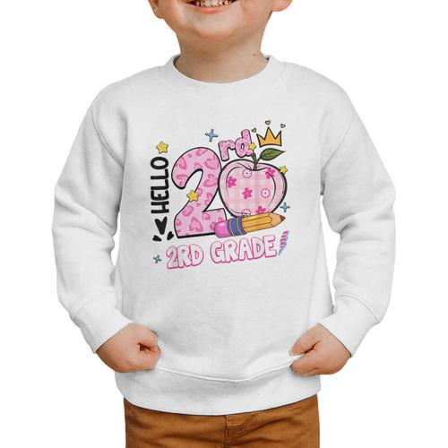Hello Second 2nd Grade Leopard Tie Dye Girl Back To School Graphic Toddler Sweatshirt - Savourry