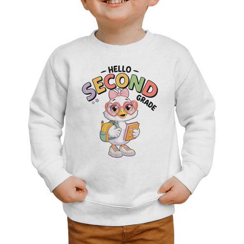 Hello Second Grade Cute Goose Back To School 2nd Grade Girls Graphic Toddler Sweatshirt - Savourry