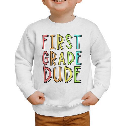 Kids First Day Of First Grade Dude 1st Grade Back To School Boys Graphic Toddler Sweatshirt - Savourry