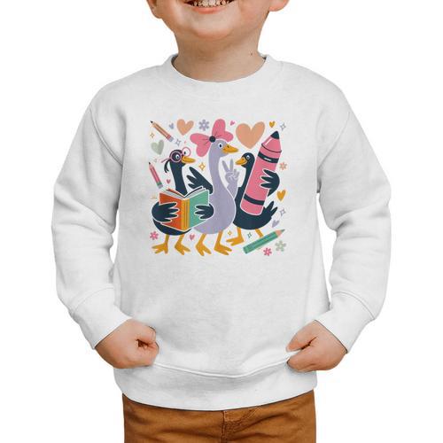 Kindergarten 1st Grade Goose Back To School Girls Graphic Toddler Sweatshirt - Savourry
