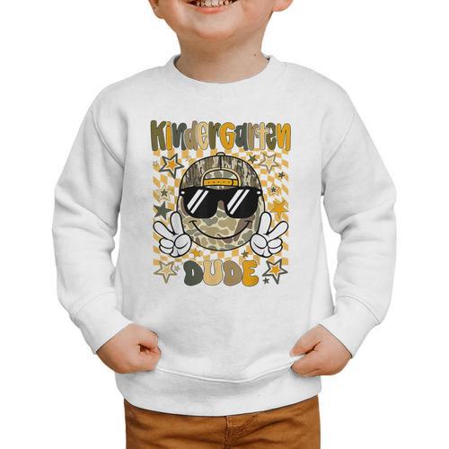 Kindergarten Camo Camouflage Smile Face Back To School Kids Graphic Toddler Sweatshirt - Savourry