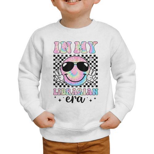 In My Librarian Era Groovy Tie Dye Back To School Graphic Toddler Sweatshirt - Savourry