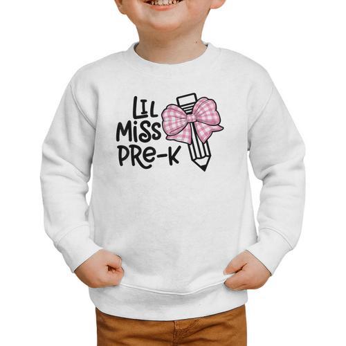 LiL Miss Pre-K Girls Coquette Bow Gingham Bow Back To School Graphic Toddler Sweatshirt - Savourry