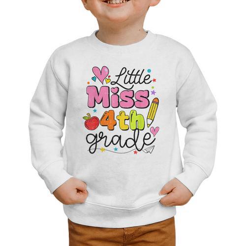 Little Miss 4th Grade Back To School Cute Fourth Grade Girls Graphic Toddler Sweatshirt - Savourry