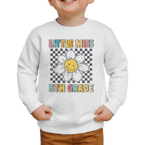 Little Miss 5th Grade Retro Groovy 5th Grade Back To School Graphic Toddler Sweatshirt - Savourry