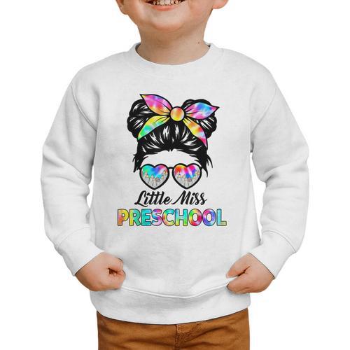 Little Miss Preschool First Day Back To School Girls Kids Graphic Toddler Sweatshirt - Savourry