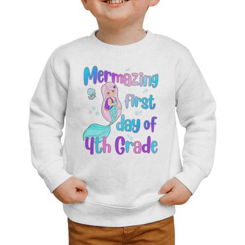 Mermazing First Day Of Fourth Grade Back To School Mermaid Premium Tri-Blend Graphic Toddler Sweatshirt - Savourry
