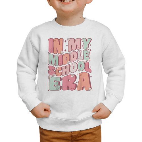 In My Middle School Era Cute Groovy First Day Back To School Graphic Toddler Sweatshirt - Savourry