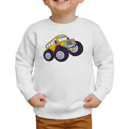 Monster Truck School Bus Yellow Back To School Kids Toddler Graphic Toddler Sweatshirt - Savourry