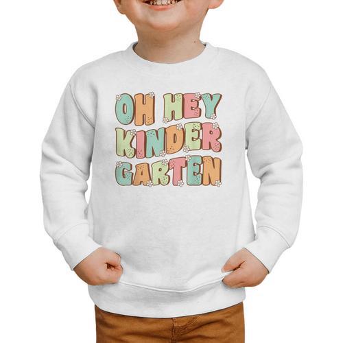 Oh Hey Kindergarten Cute Groovy Back To School Kindergarten Graphic Toddler Sweatshirt - Savourry