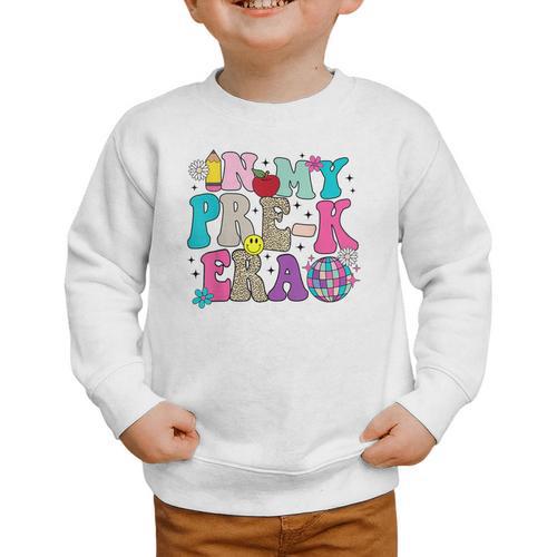 In My Pre-K Era Back To School Retro Groovy Preschool Graphic Toddler Sweatshirt - Savourry