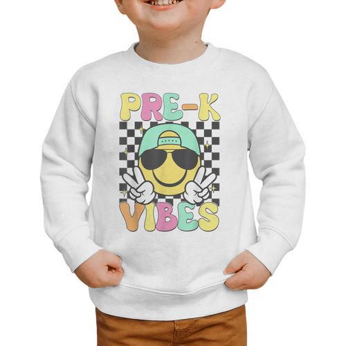 Pre-K Vibes Smile Face Back To School Pre-K Graphic Toddler Sweatshirt - Savourry