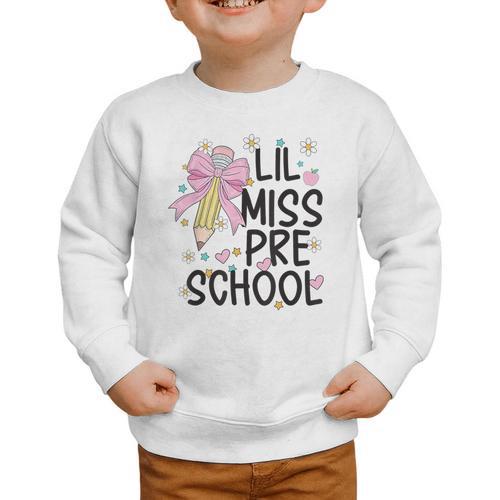 Preschool Little Miss Back To School Girls Kids Preschool Graphic Toddler Sweatshirt - Savourry