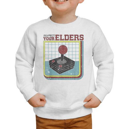Respect Your Elders Retro Gamer Joystick Back To School Graphic Toddler Sweatshirt - Savourry