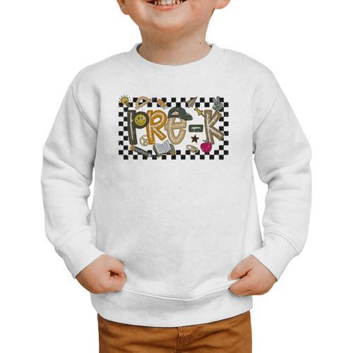 Retro Checkered Back To School Pre K Dude Cute Kid Preschool Graphic Toddler Sweatshirt - Savourry