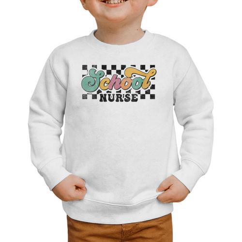 Retro Checkered School Nurse Squad Back To School Graduation Graphic Toddler Sweatshirt - Savourry
