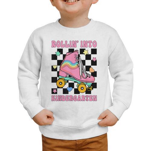 Rolling Into Kindergarten Roller Skating Girl Back To School Graphic Toddler Sweatshirt - Savourry