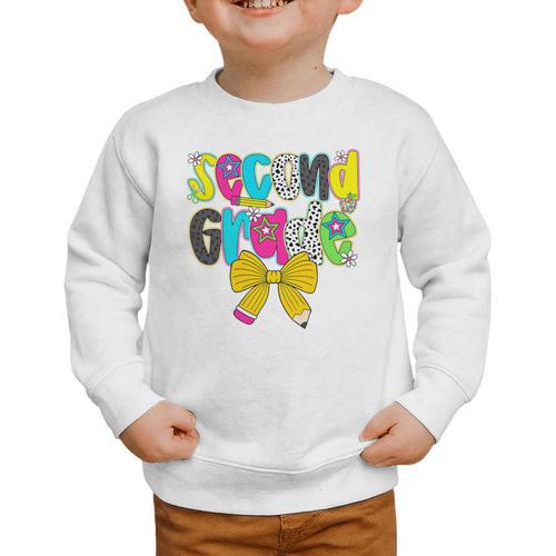 Second Grade Coquette Bow First Day Of School Back To School Performance Graphic Toddler Sweatshirt - Savourry