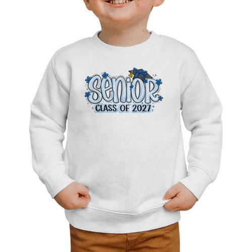 Senior 2027 Blue Girls Class Of 27 Back To School Graphic Toddler Sweatshirt - Savourry