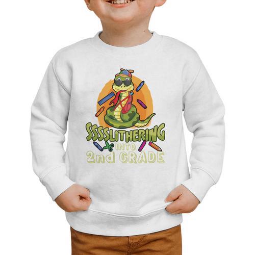 Slithering Into 2nd Grade First Day Back To School Snake Performance Graphic Toddler Sweatshirt - Savourry