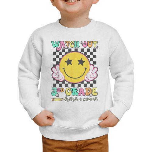 Watch Out 3rd Grade Here I Come Back To School Third Grade Graphic Toddler Sweatshirt - Savourry