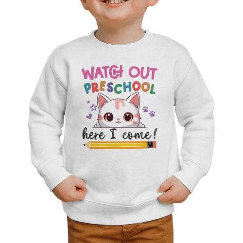 Watch Out Preschool Here I Come Girls Back To School Performance Graphic Toddler Sweatshirt - Savourry