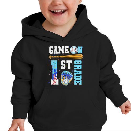 1st Grade Back To School Baseball Drip Ice Cream Game On Graphic Toddler Hoodie - Savourry