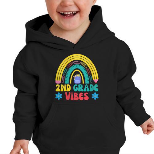 2nd Grade Vibes Back To School Rainbow Second Grade Graphic Toddler Hoodie - Savourry