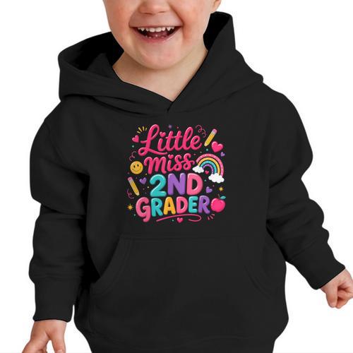 Back To School Little Miss 2nd Grader Rainbow Girl Graphic Toddler Hoodie - Savourry