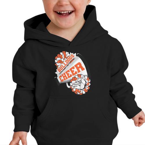 Bulldogs Cheerleading Back To School Cheer Team Orange Graphic Toddler Hoodie - Savourry