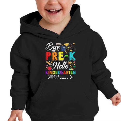 Bye Pre-K Hello Kindergarten Students Pupils Back To School Graphic Toddler Hoodie - Savourry