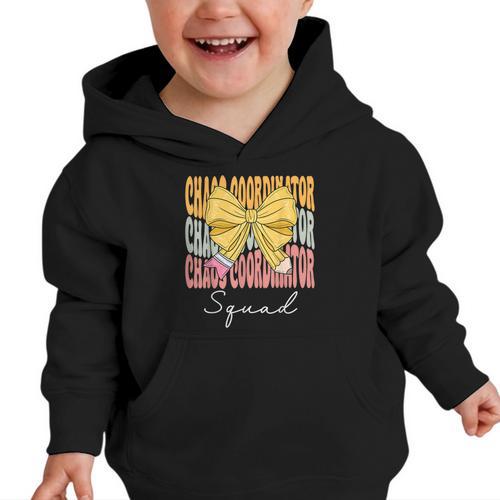 Chaos Coordinator Squad Groovy Coquette Bow Back To School Graphic Toddler Hoodie - Savourry