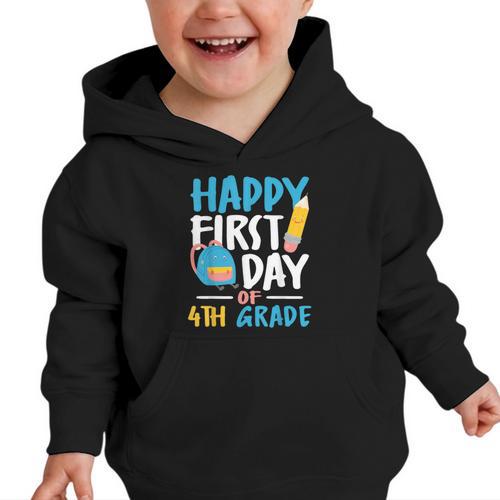 Happy First Day Of 4th Grade Student Back To School Graphic Toddler Hoodie - Savourry