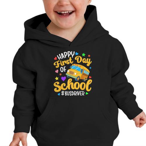 Happy First Day Of School Bus Driver Back To School Graphic Toddler Hoodie - Savourry
