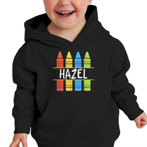 Hazel Crayon Back To School Kids Graphic Toddler Hoodie - Savourry