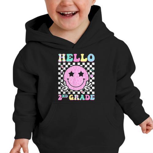 Hello 2nd Grade Groovy Back To School Second Grade Girls Kid Graphic Toddler Hoodie - Savourry