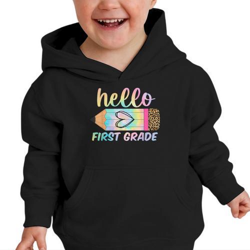 Hello First Grade Back To School Pencil Tie Dye 1st Grade Graphic Toddler Hoodie - Savourry