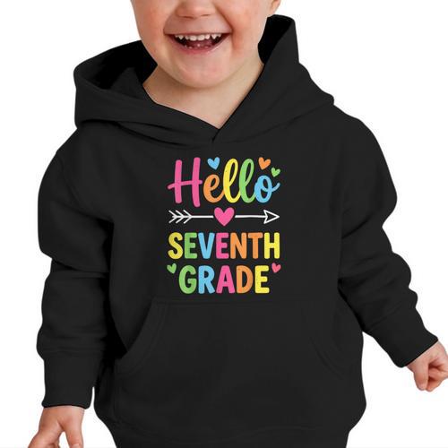 Hello Seventh 7TH Grade Back To School Kids Students Tee Graphic Toddler Hoodie - Savourry
