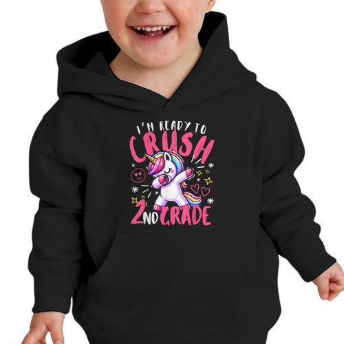 I'm Ready To Crush 2nd Grade Dabbing Unicorn Back To School Graphic Toddler Hoodie - Savourry