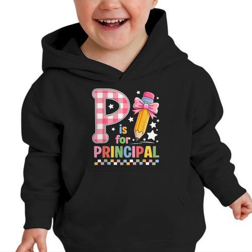 P Is For Principal Back To School Pencil Bow Principal Women Graphic Toddler Hoodie - Savourry