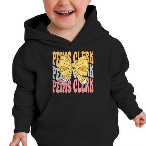 Peims Clerk Groovy Coquette Bow Cute Back To School Graphic Toddler Hoodie - Savourry