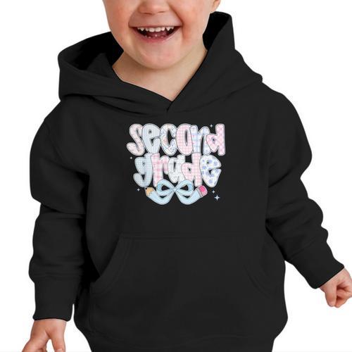 Second Grade Coquette Bow First Day Of School Back To School Graphic Toddler Hoodie - Savourry