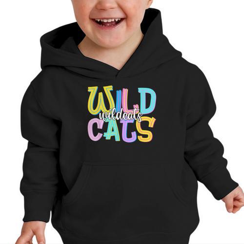 Wildcats School Spirit Groovy Back To School Girls Graphic Toddler Hoodie - Savourry